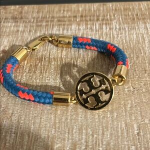 Tory Burch Gold and Blue Braided Bracelet